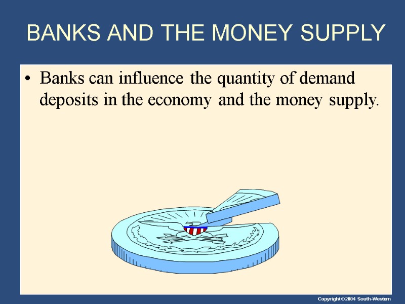 BANKS AND THE MONEY SUPPLY Banks can influence the quantity of demand deposits in